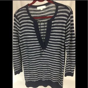 Loft Ann Taylor Pull Over Striped Top 100% Cotton